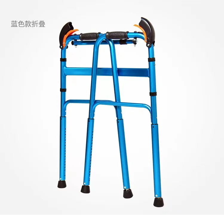 Elderly Folding Walker Adjustable Stair Climbing Rollator Walking Aid with Armrest for Seniors Home Rehabilitation
