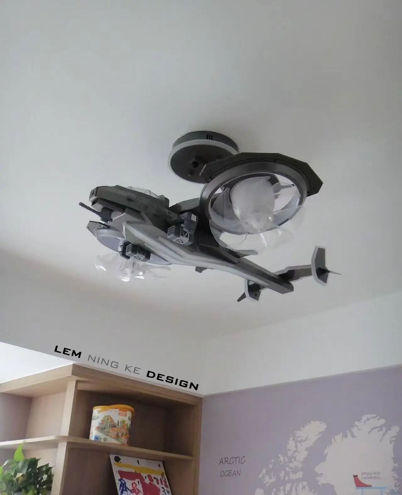 Airplane Fan Light Children's Room Boys' Bedroom Modern LED Light With Remote Control With Lighting Combat Helicopter Fan Light Airplane Fan Light Children's Room Boys' Bedroom Modern LED Light With Remote Control With Lighting Combat Helicopter Fan Light