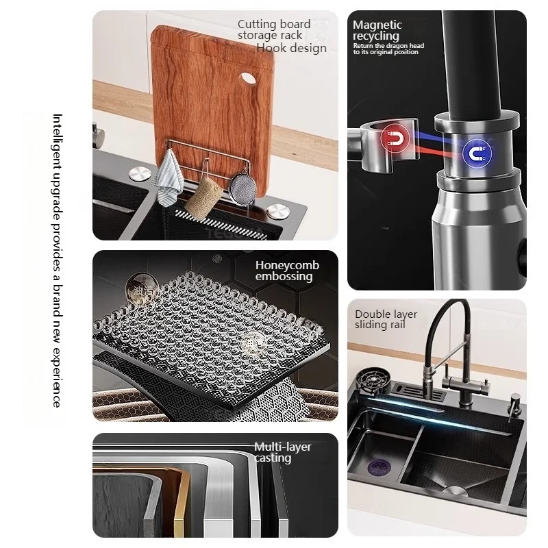 Multifunctional Waterfall Outlet Kitchen Sink Gray Dish and Vegetable Wash Basin Kitchen Gadgets Multifunctional Waterfall Outlet Kitchen Sink Gray Dish and Vegetable Wash Basin Kitchen Gadgets