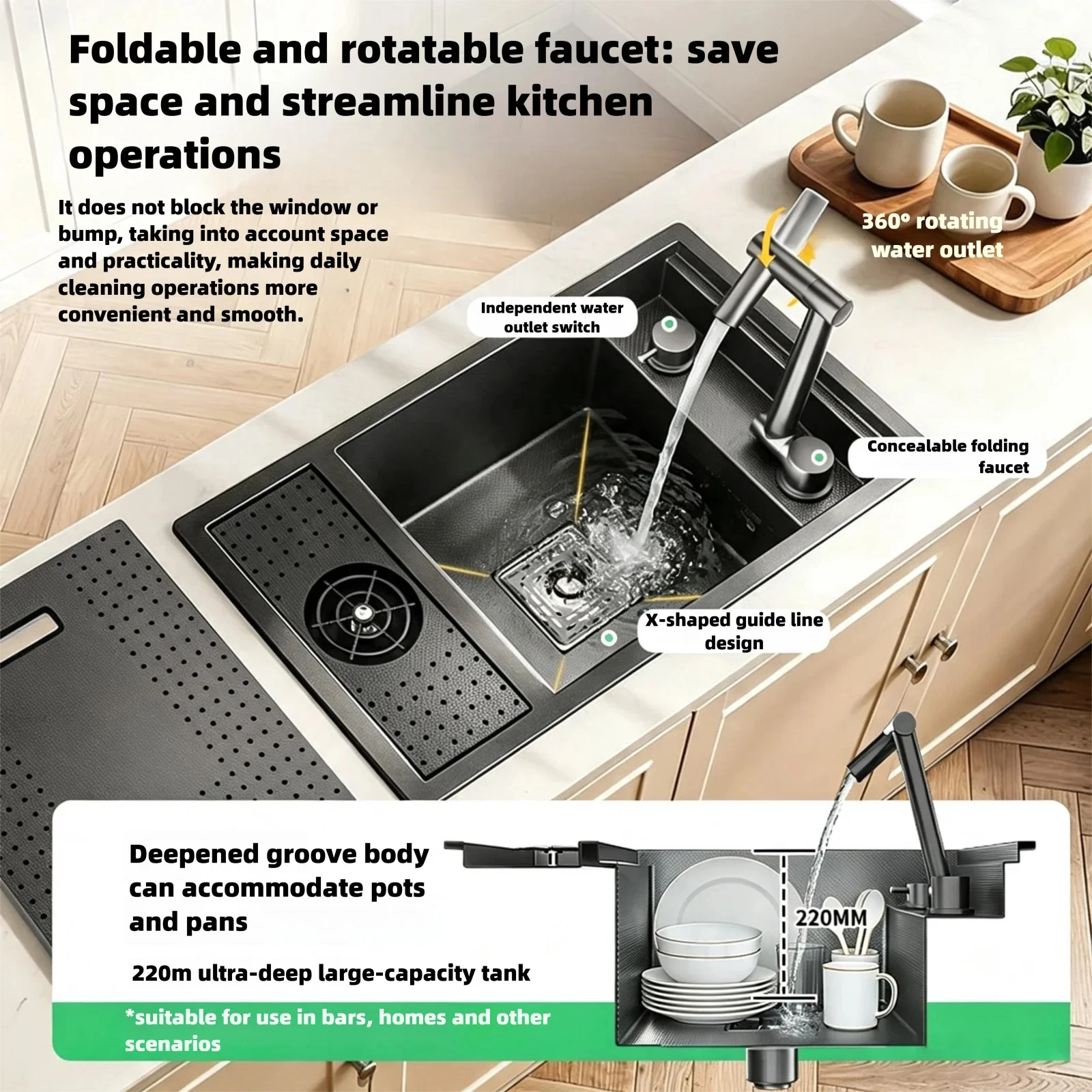 MultifunctionalStainless Steel Kitchen Sink Single Slot Undermount Bowl Kitchen Gadgets MultifunctionalStainless Steel Kitchen Sink Single Slot Undermount Bowl Kitchen Gadgets