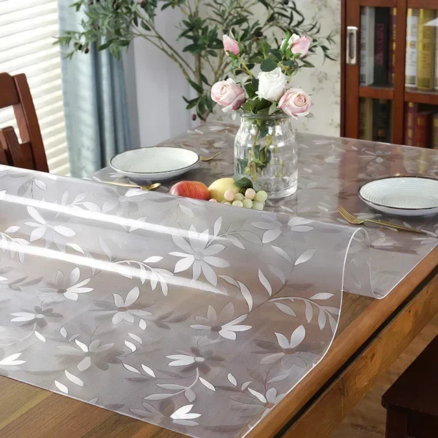 PVC Table Cloth Transparent Clear Desk Cover Protector Plastic Soft Glass Waterproof Oilproof for Dining Table PVC Table Cloth Transparent Clear Desk Cover Protector Plastic Soft Glass Waterproof Oilproof for Dining Table