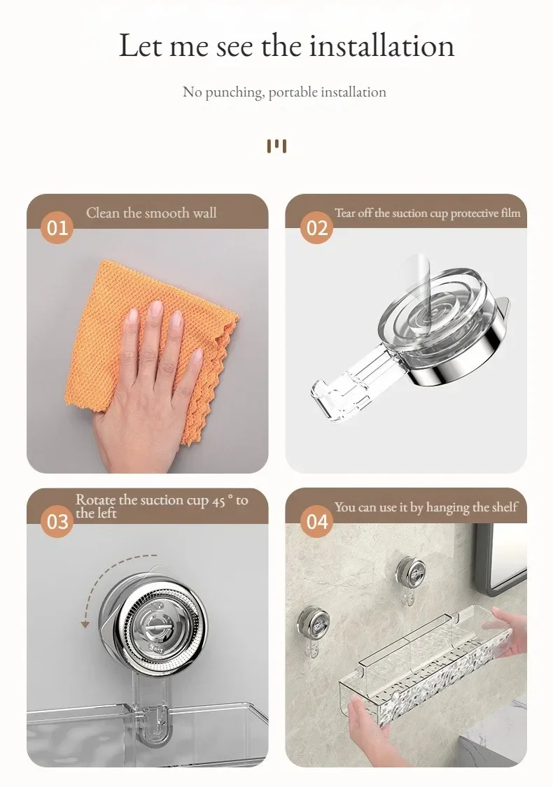 Shower Room Suction Cup Bathroom Storage Shelf Basket Home Storage Organizer Shelf Decorative Easy Install Bathroom Organizer Shower Room Suction Cup Bathroom Storage Shelf Basket Home Storage Organizer Shelf Decorative Easy Install Bathroom Organizer