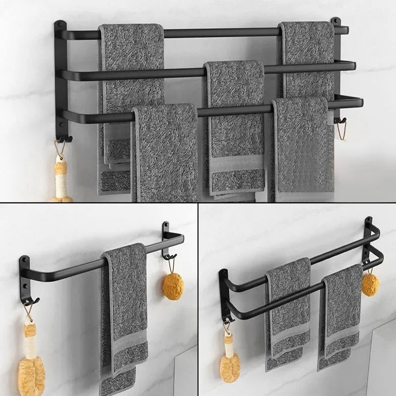 Single-layer/Double-layer/Triple-layer Towel Holder Towel Storage Towel Rack Bathroom Multi-layer Wall-mounted Towel Pole Single-layer/Double-layer/Triple-layer Towel Holder Towel Storage Towel Rack Bathroom Multi-layer Wall-mounted Towel Pole