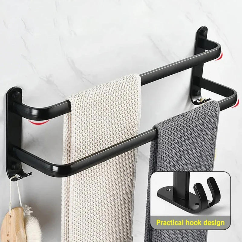 Single-layer/Double-layer/Triple-layer Towel Holder Towel Storage Towel Rack Bathroom Multi-layer Wall-mounted Towel Pole Single-layer/Double-layer/Triple-layer Towel Holder Towel Storage Towel Rack Bathroom Multi-layer Wall-mounted Towel Pole