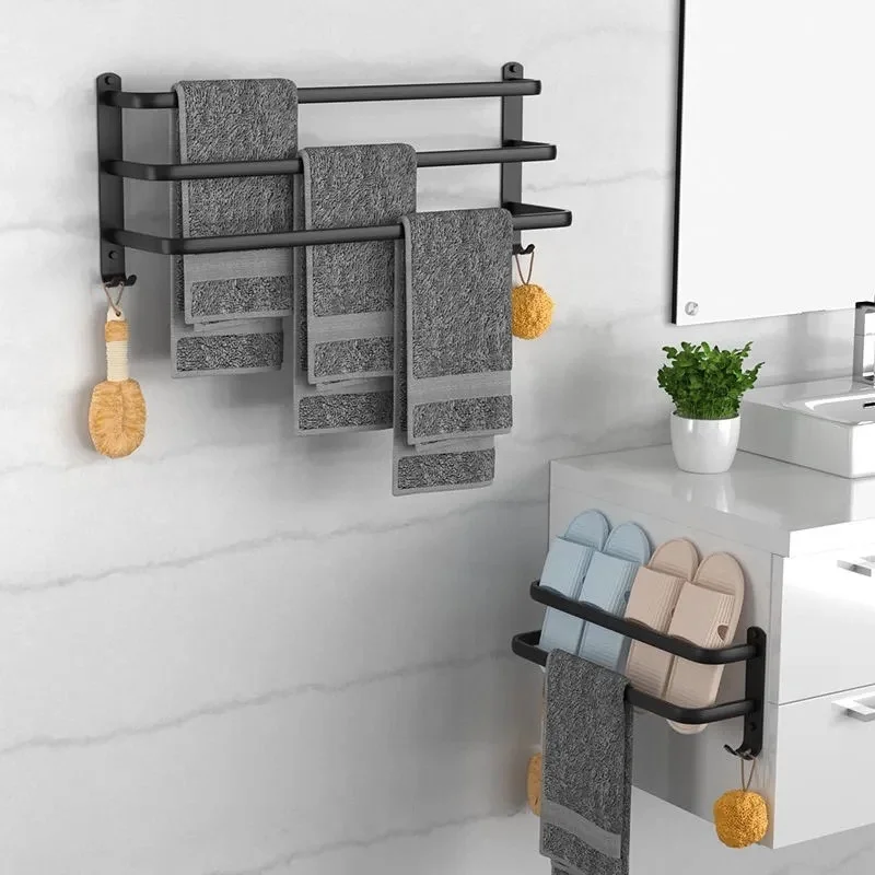 Single-layer/Double-layer/Triple-layer Towel Holder Towel Storage Towel Rack Bathroom Multi-layer Wall-mounted Towel Pole Single-layer/Double-layer/Triple-layer Towel Holder Towel Storage Towel Rack Bathroom Multi-layer Wall-mounted Towel Pole