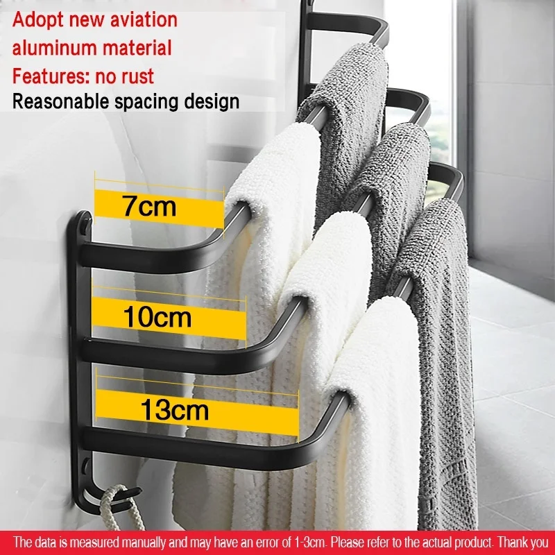 Single-layer/Double-layer/Triple-layer Towel Holder Towel Storage Towel Rack Bathroom Multi-layer Wall-mounted Towel Pole Single-layer/Double-layer/Triple-layer Towel Holder Towel Storage Towel Rack Bathroom Multi-layer Wall-mounted Towel Pole