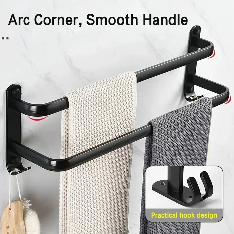 Single-layer/Double-layer/Triple-layer Towel Holder Towel Storage Towel Rack Bathroom Multi-layer Wall-mounted Towel Pole Single-layer/Double-layer/Triple-layer Towel Holder Towel Storage Towel Rack Bathroom Multi-layer Wall-mounted Towel Pole