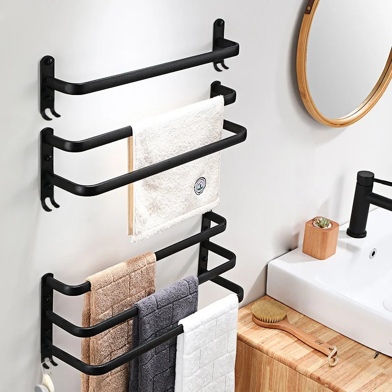 Single-layer/Double-layer/Triple-layer Towel Holder Towel Storage Towel Rack Bathroom Multi-layer Wall-mounted Towel Pole Single-layer/Double-layer/Triple-layer Towel Holder Towel Storage Towel Rack Bathroom Multi-layer Wall-mounted Towel Pole