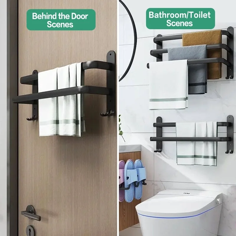 Single-layer/Double-layer/Triple-layer Towel Holder Towel Storage Towel Rack Bathroom Multi-layer Wall-mounted Towel Pole Single-layer/Double-layer/Triple-layer Towel Holder Towel Storage Towel Rack Bathroom Multi-layer Wall-mounted Towel Pole