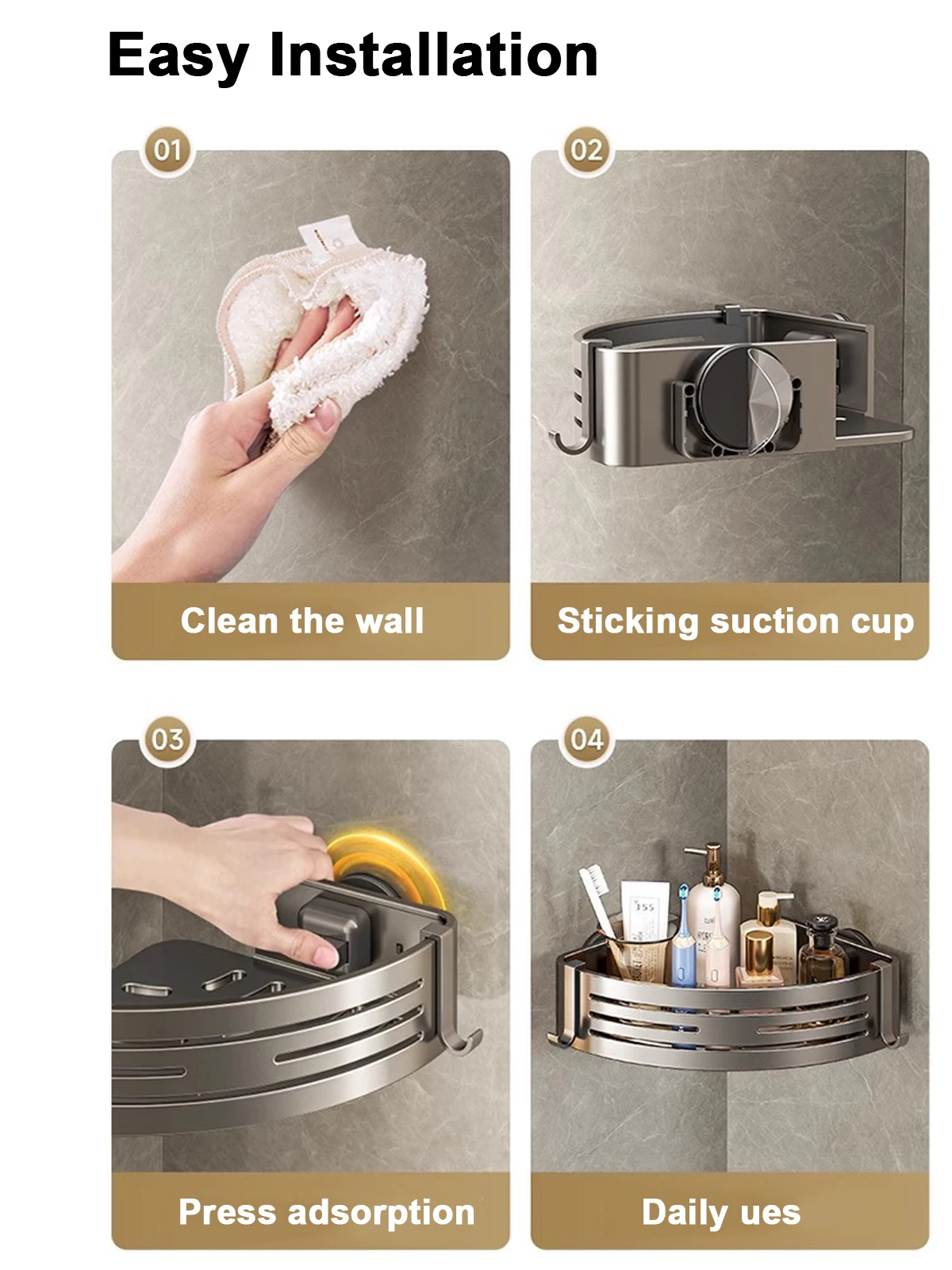 Triangular Shower Shelf with Hooks Suction Cup No Drill Bathroom Organizer Aluminum Corner Rack for Shampoo Soap Kitchen Storage Triangular Shower Shelf with Hooks Suction Cup No Drill Bathroom Organizer Aluminum Corner Rack for Shampoo Soap Kitchen Storage