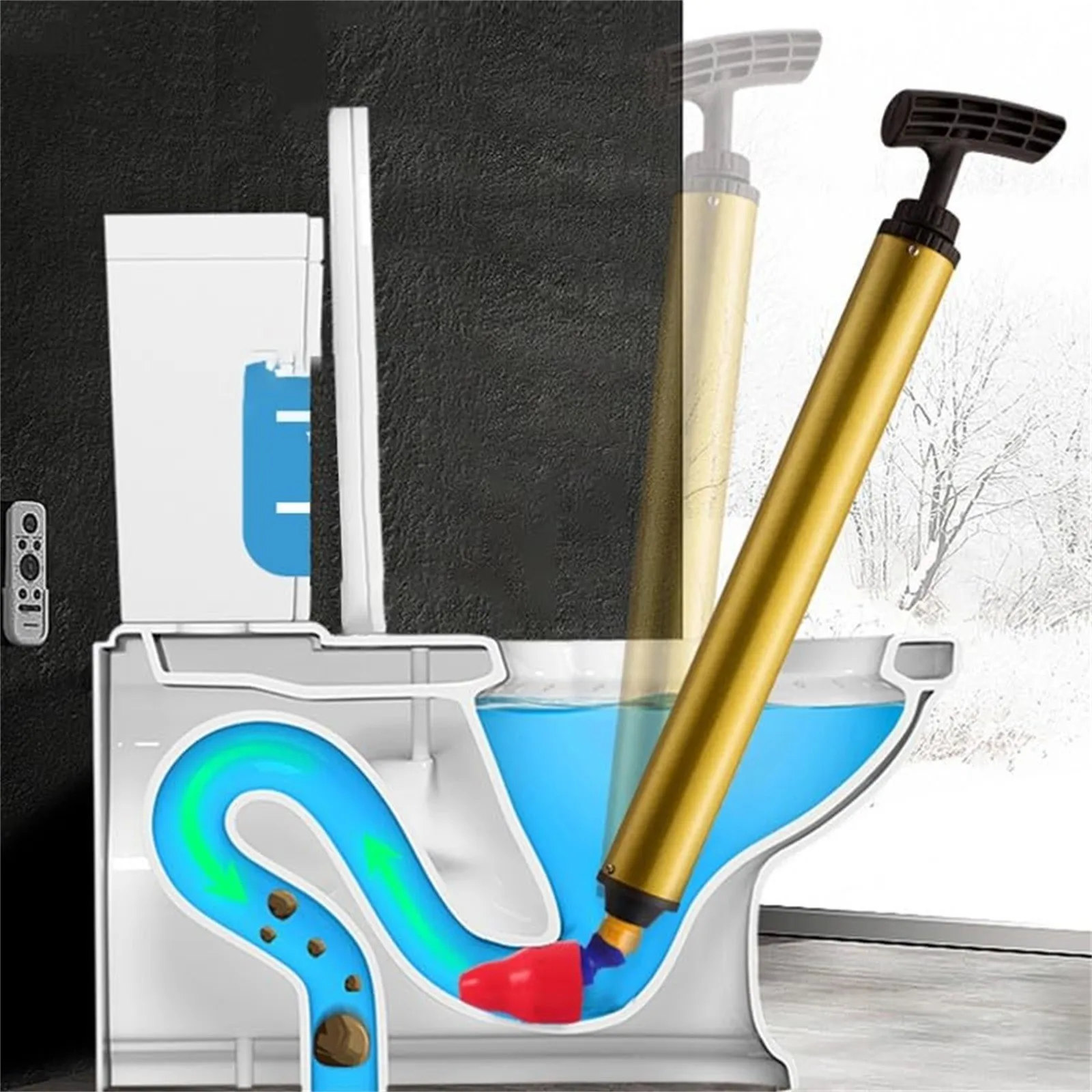 Unblock Toilet High Pressure One Shot Toilet Pipe Plunger Cleaner Silicone Quickly Home Toilet Sewer Dredging Plunger Wc pump