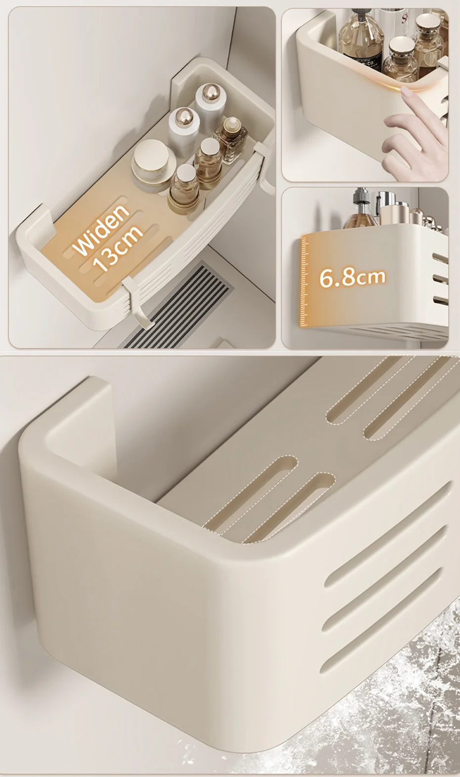 White Aluminum Bathroom Storage Shelves Rack Wall Mounted Without Drilling Kitchen Shower Shampoo Caddy Holder Organizer Shelf White Aluminum Bathroom Storage Shelves Rack Wall Mounted Without Drilling Kitchen Shower Shampoo Caddy Holder Organizer Shelf